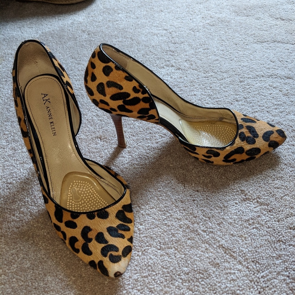 Anne Klein Leopard Calf Hair D'Orsay Heels
